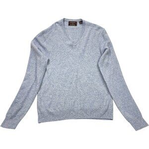 Black Brown 1826 Cashmere Sweater Men's Medium Blue Long Sleeve V-Neck